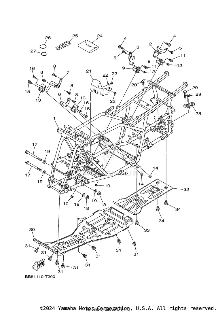Frame KODIAK 450 4WD - YFM45KDXJG - 2018 Schematic