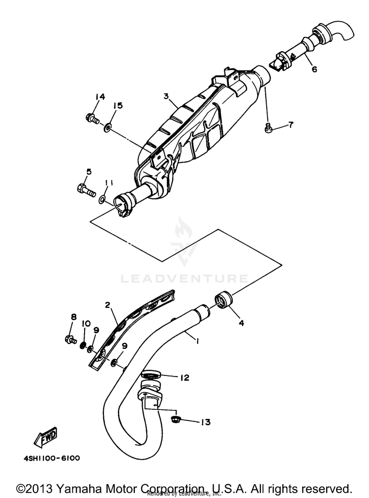 Exhaust KODIAK 4WD - YFM400FWJ - 1997 Schematic