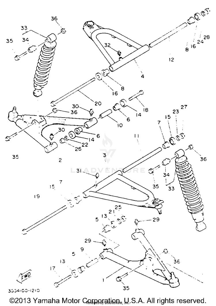 Front Suspension - Wheel BANSHEE - YFZ350E - 1993 Schematic