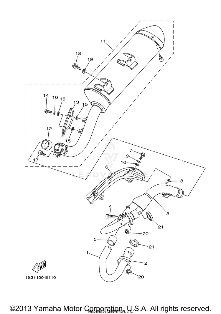 Exhaust RAPTOR 700 - YFM700RV - 2006 Schematic