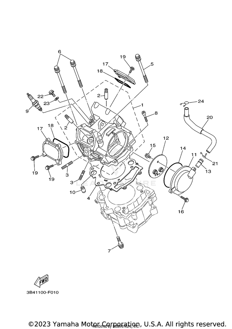Cylinder Head GRIZZLY 700  DUCKS - YFM7FGPDUW - 2007 Schematic