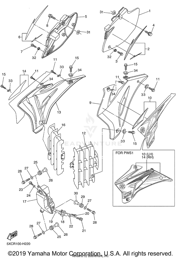 Side Cover Oil Tank YZ250F - YZ250FYL - 2009 Schematic