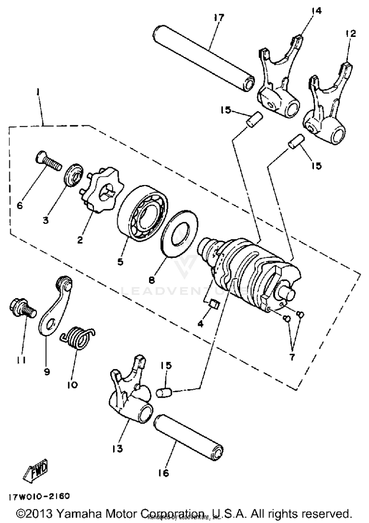Shift Cam - Fork ENDURO - DT50A - 1990 Schematic