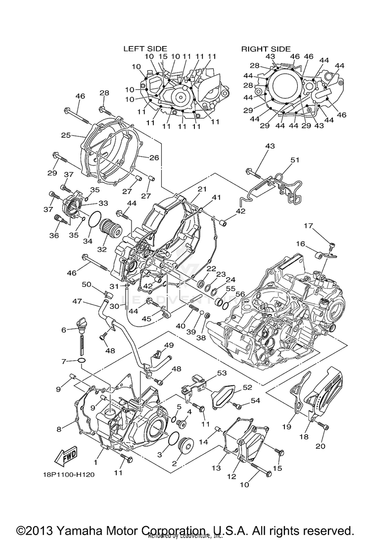 Crankcase Cover 1 YFZ450R (BLUISH WHITE SOLID 1) - YFZ450RYW - 2009 Schematic