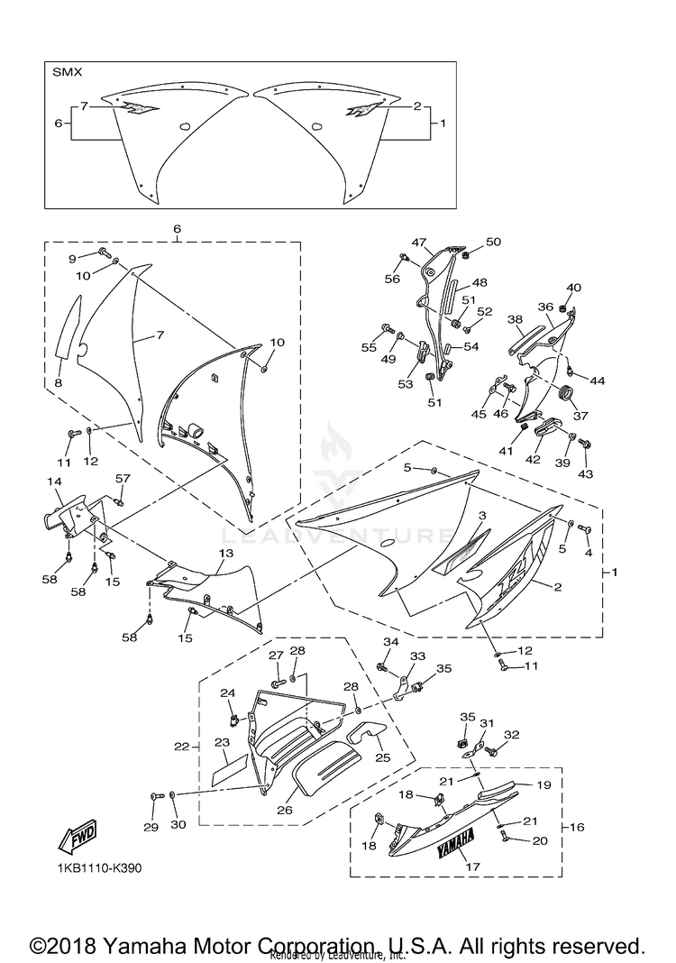 Cowling 2 YZFR1 - YZFR1ACB - 2011 Schematic