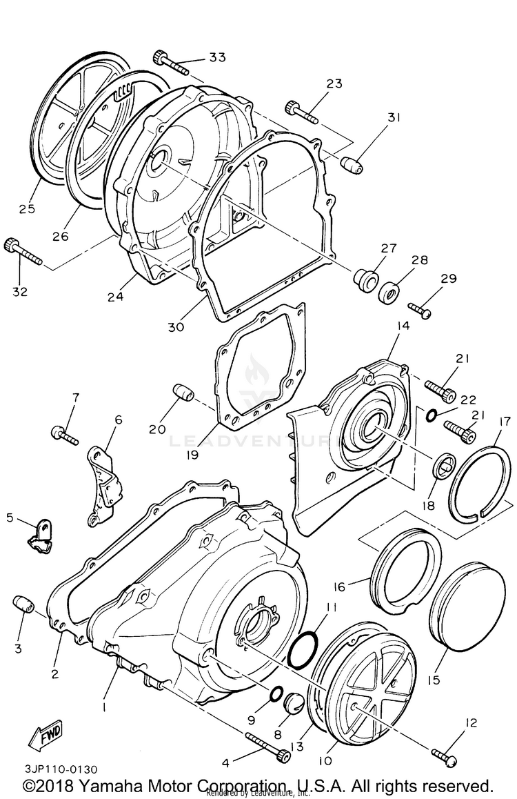 Crankcase Cover 1 V-MAX - VMX1200MC - 2000 Schematic