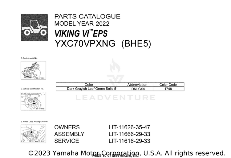 1 Title Page VIKING VI EPS - YXC70VPXNG - 2022 Schematic