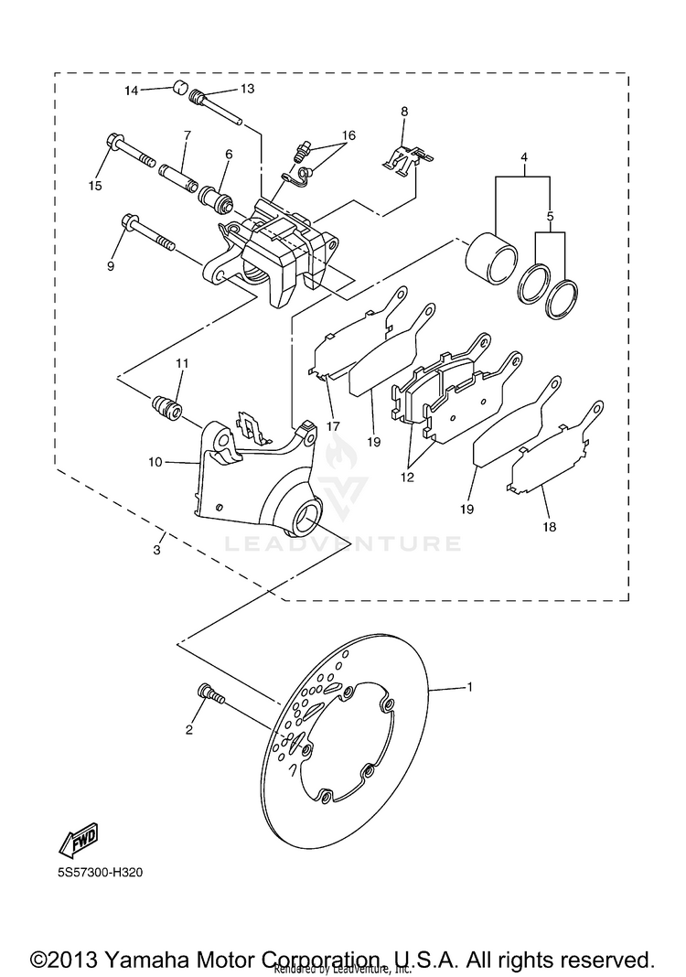 Rear Brake Caliper FZ6 - FZS6YCB - 2009 Schematic