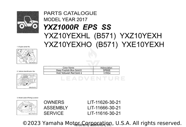 1 Title Page YXZ1000R EPS SS - YXZ10YEXHL - 2017 Schematic