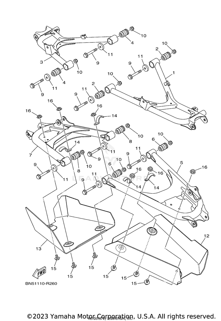 Rear Arm WOLVERINE R-SPEC EPS - YXE70WPSHS - 2017 Schematic