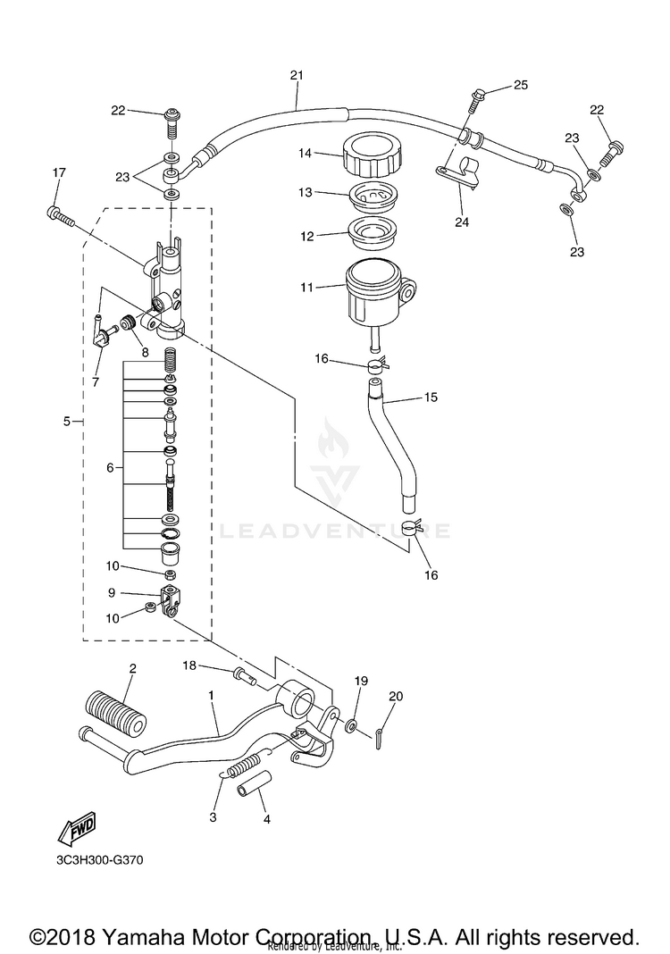 Rear Master Cylinder FZ1 - FZS10XCGY - 2008 Schematic