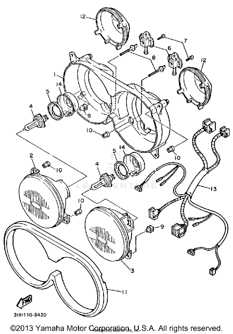 Headlight FZR600AC - 1990 Schematic