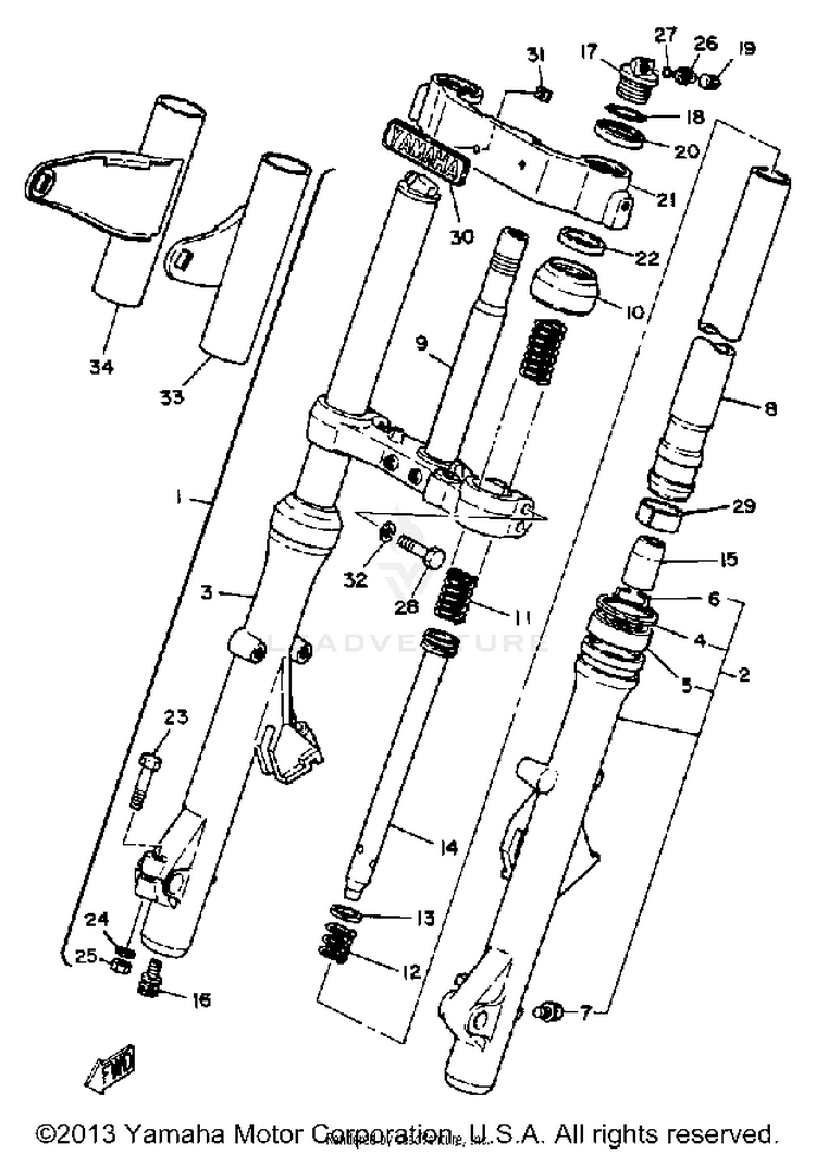 Front Fork XS1100SG - 1980 Schematic