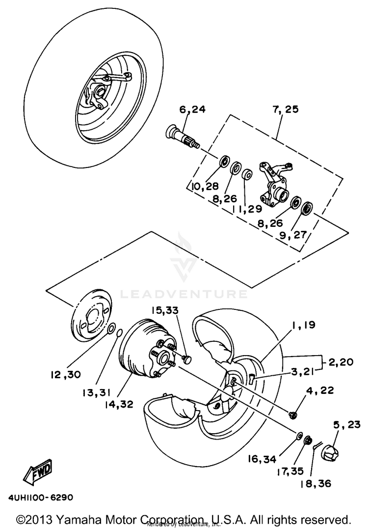 Front Wheel BIG BEAR 2WD - YFM350UH - 1996 Schematic
