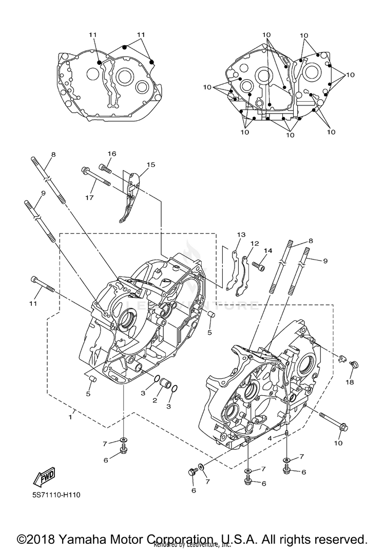 Crankcase V STAR 950 TOURER - XVS95CTACB - 2011 Schematic