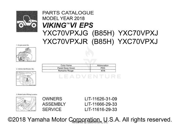 1 Title Page VIKING VI EPS - YXC70VPXJG - 2018 Schematic