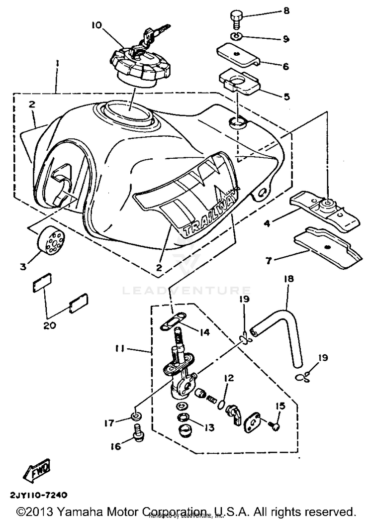 Fuel Tank (Non-California Model) Schematic