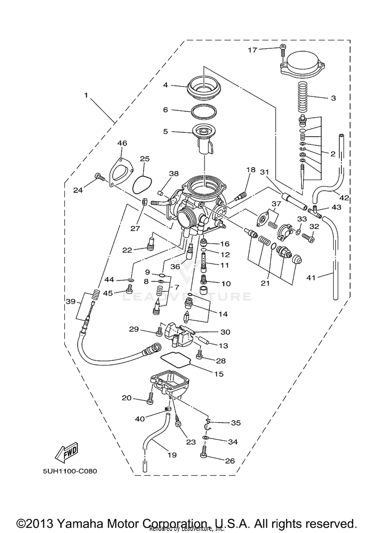Carburetor BRUIN 350 4X4 - YFM35FAT - 2005 Schematic