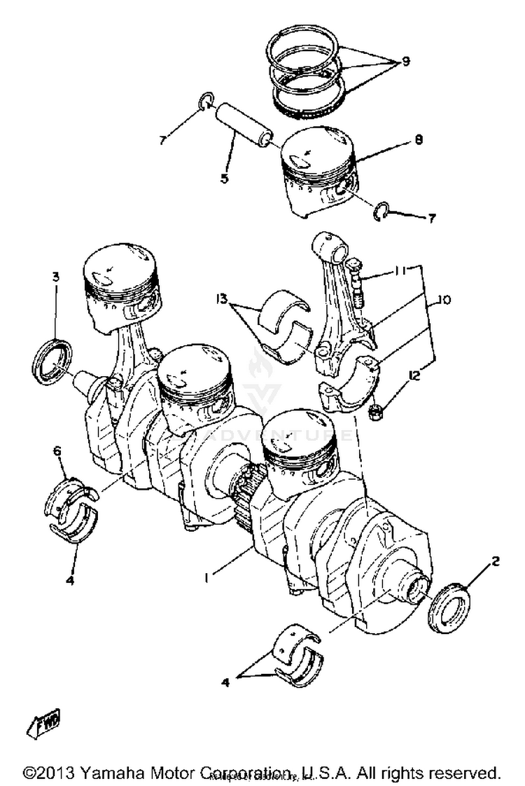Crankshaft Piston XS1100LH - 1981 Schematic