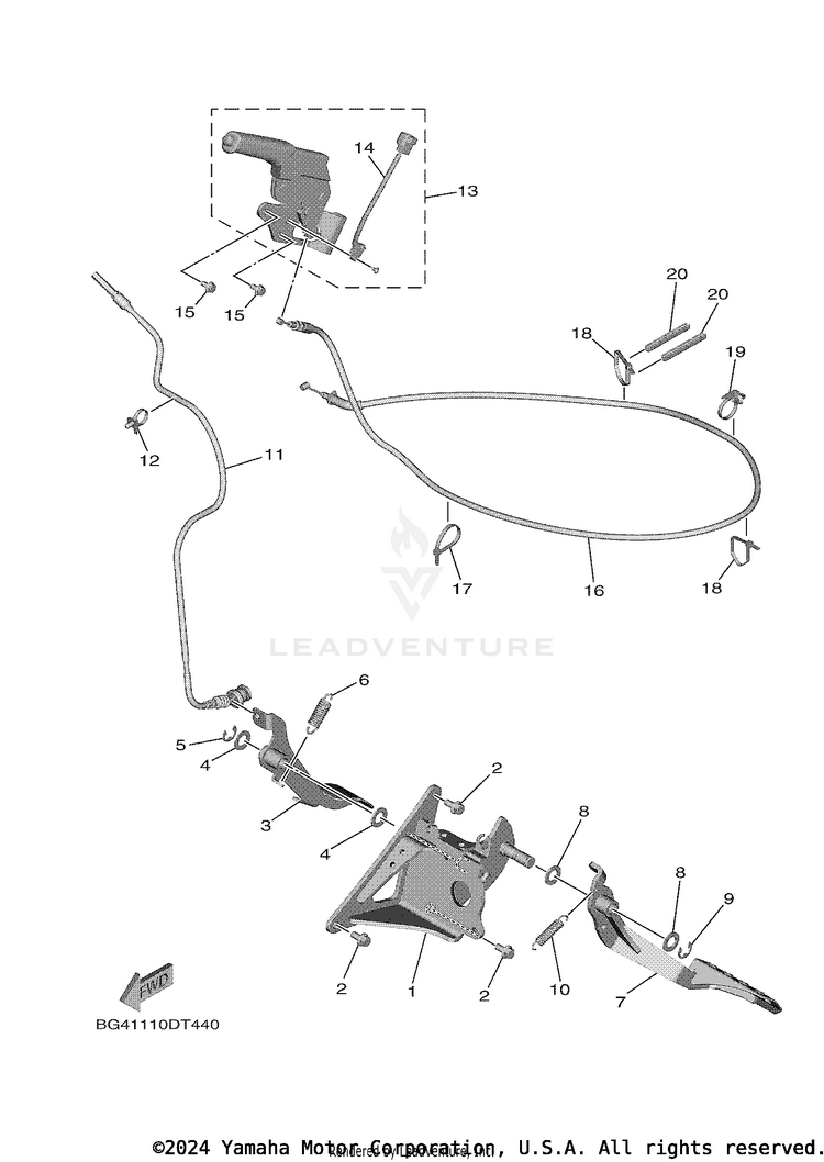 Pedal Wire WOLVERINE X2 R-SPEC - YXE85WPALW - 2020 Schematic