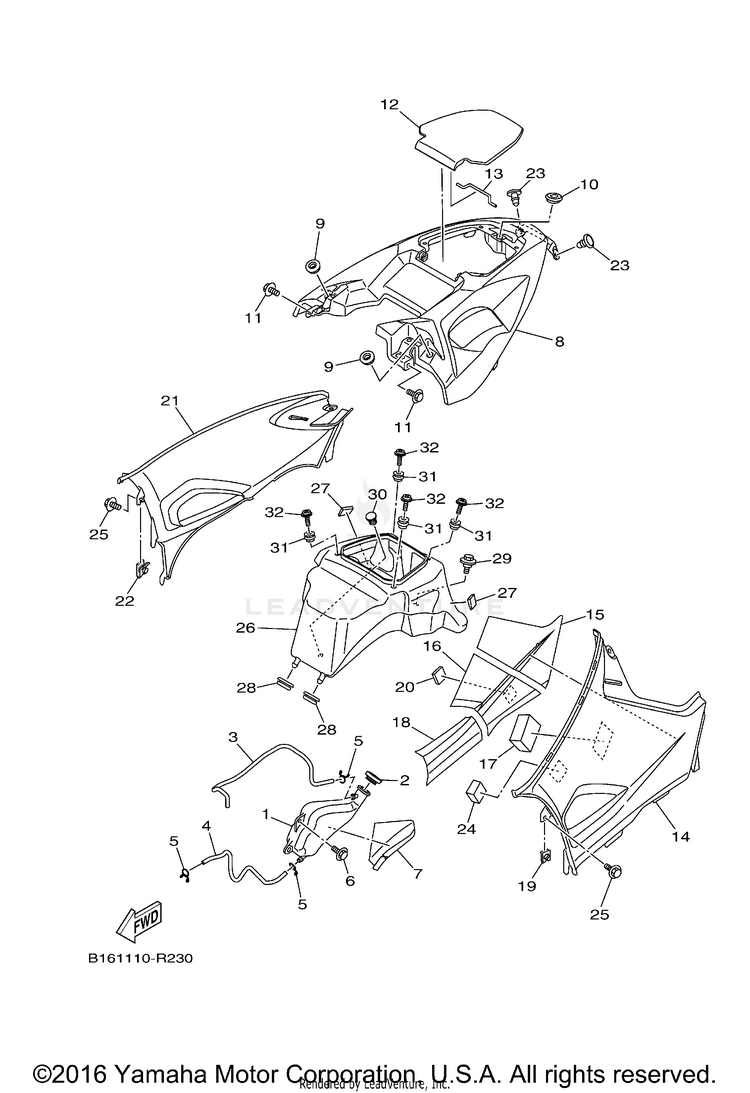 Side Cover KODIAK 700 4WD - YFM70KDXGG - 2016 Schematic
