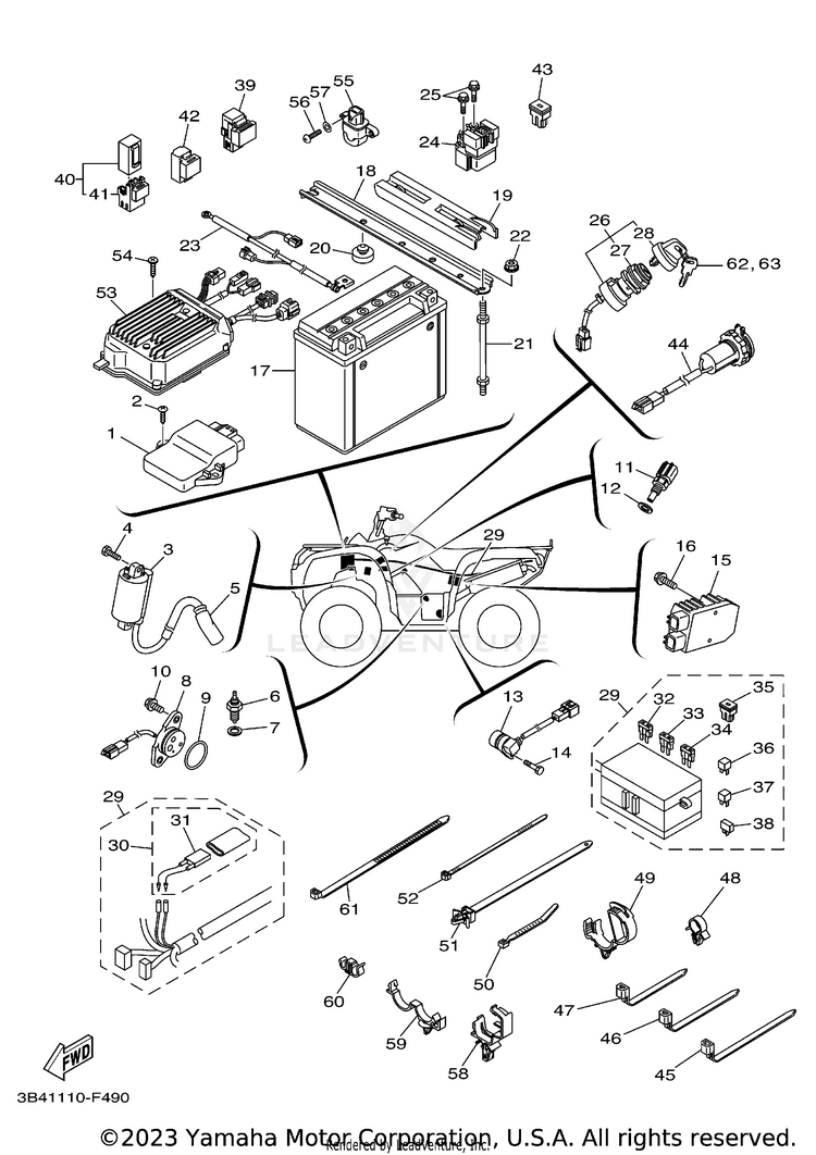 Electrical 1 GRIZZLY 700 HUNTER - YFM7FGPHW - 2007 Schematic