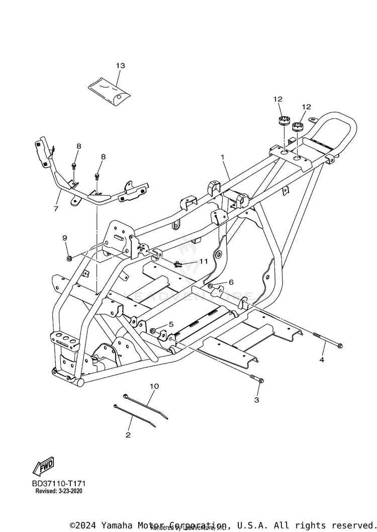 Frame RAPTOR 90 - YFM09RYXJL - 2018 Schematic