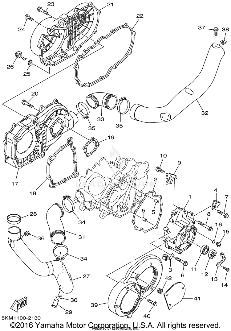 Crankcase Cover 1 GRIZZLY 660 - YFM660FP - 2002 Schematic