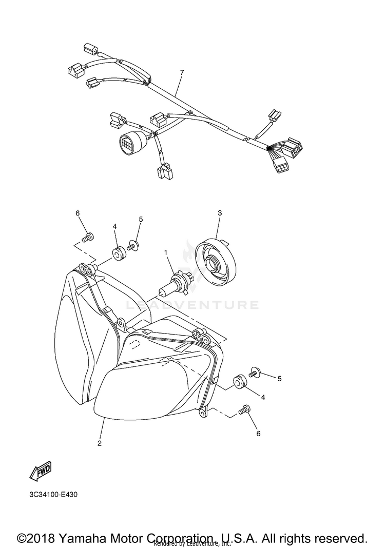 Headlight FZ1 - FZS10XCGY - 2008 Schematic