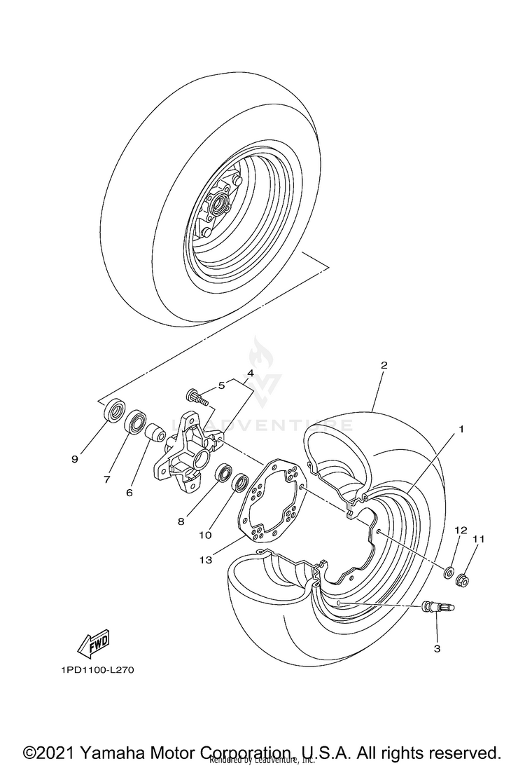 Front Wheel YFZ450 - YFZ45BB - 2012 Schematic