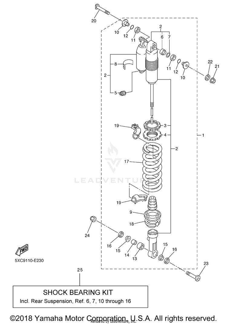 Rear Suspension YZ450F - YZ450FXL - 2008 Schematic