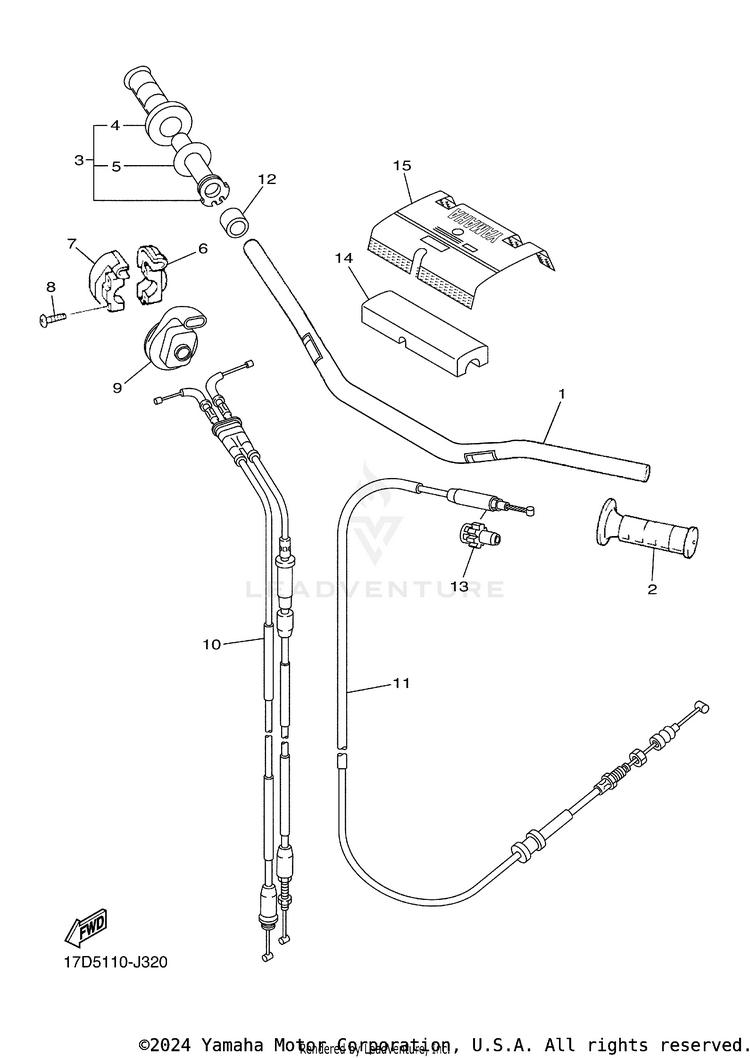 Steering Handle Cable YZ250FB - YZ250FBL - 2012 Schematic