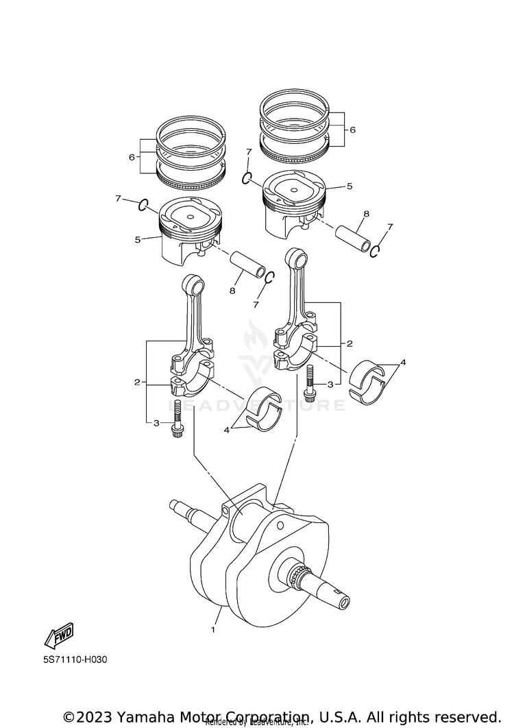 Crankshaft Piston BOLT R SPEC CA - XVS95CFCB - 2015 Schematic