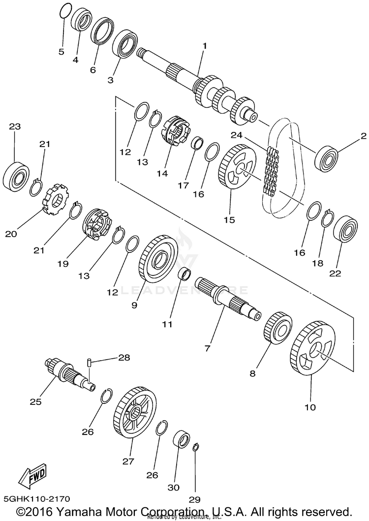 Transmission KODIAK 4WD - YFM400FAP - 2002 Schematic