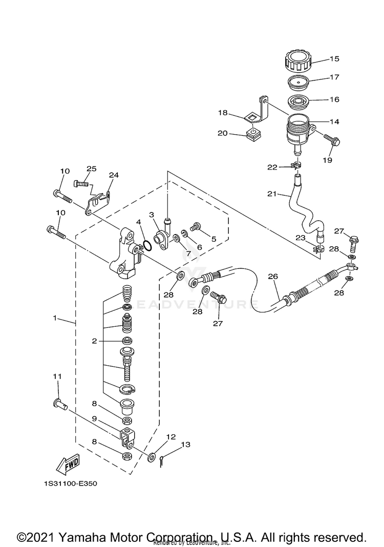 Rear Master Cylinder RAPTOR 700R - YFM70RSCML - 2021 Schematic