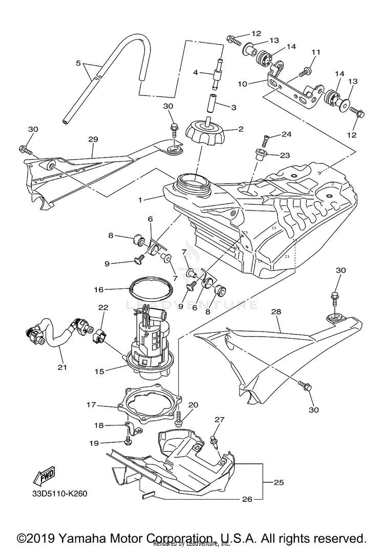 Fuel Tank YZ450F - YZ450FAB - 2011 Schematic
