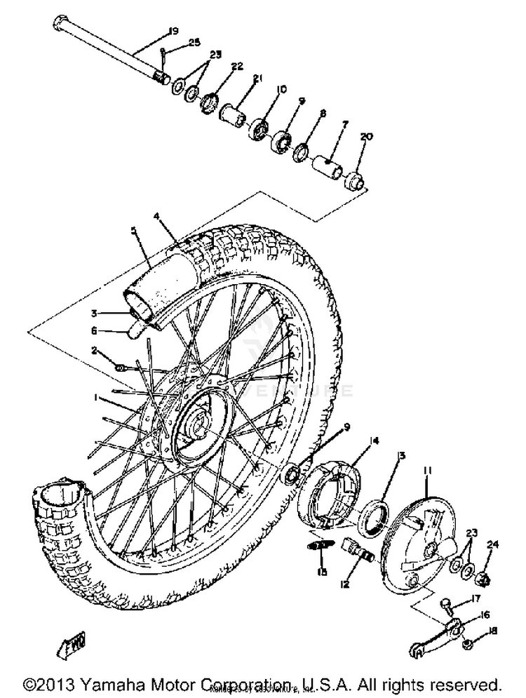Front Wheel Yz80a - Yz80b Schematic