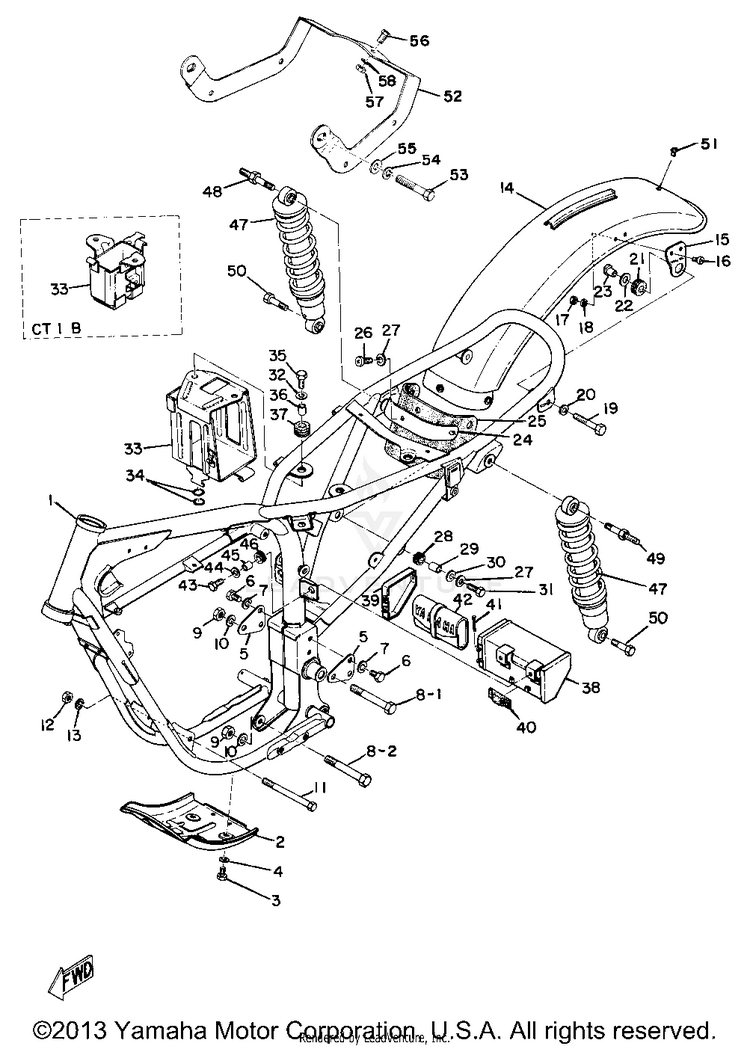 Frame, Rear Cushion & Rear Fender AT1B - 1970 Schematic