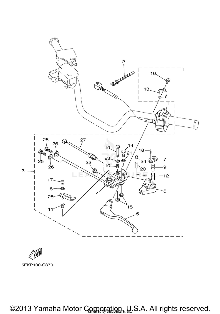 Handle Switch & Lever BANSHEE - LIMITED EDITION BLACK - YFZ350LES - 2004 Schematic