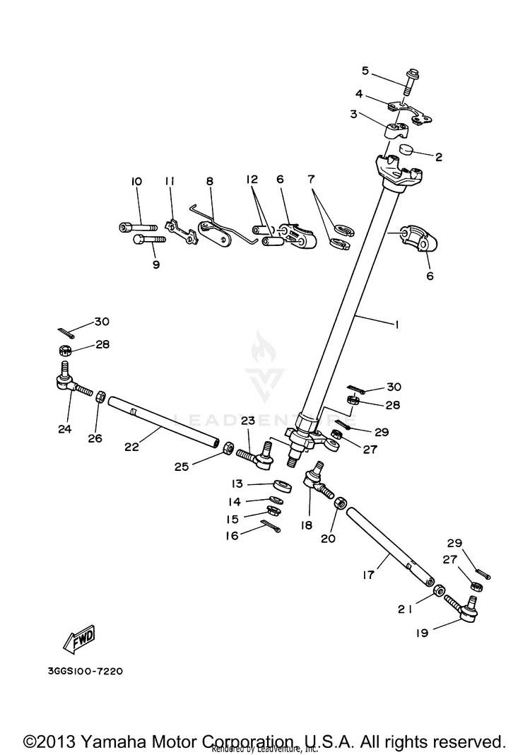 Steering BANSHEE - YFZ350R - 2003 Schematic