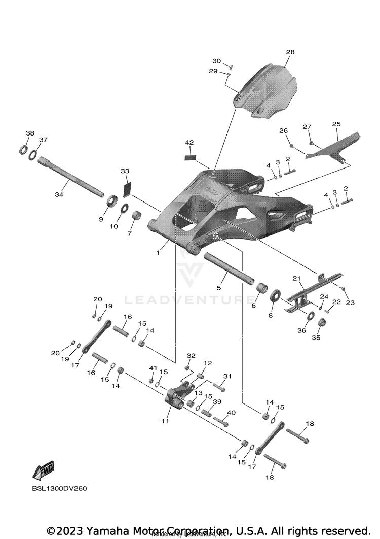 Rear Arm YZFR1 - YZFR1LCB - 2020 Schematic