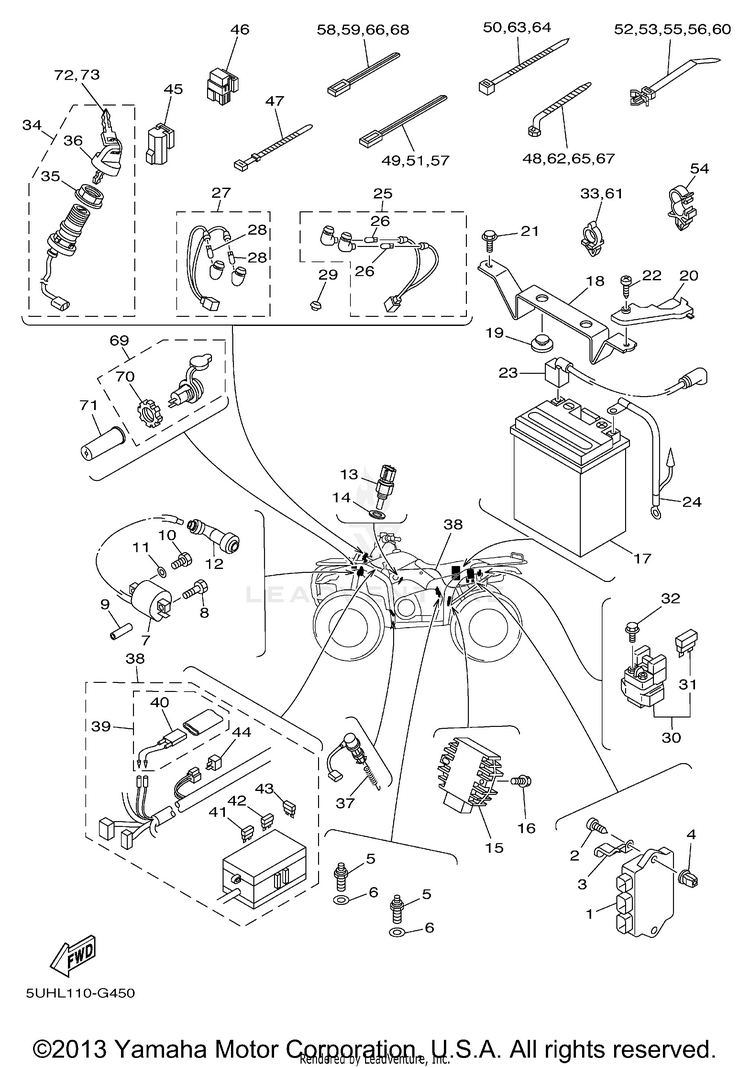 Electrical 1 GRIZZLY 350 4WD HUNTER (Camouflage - AP HD) - YFM35FGHX - 2008 Schematic