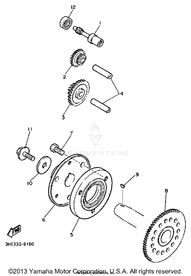 Starter Clutch FZR600AC - 1990 Schematic