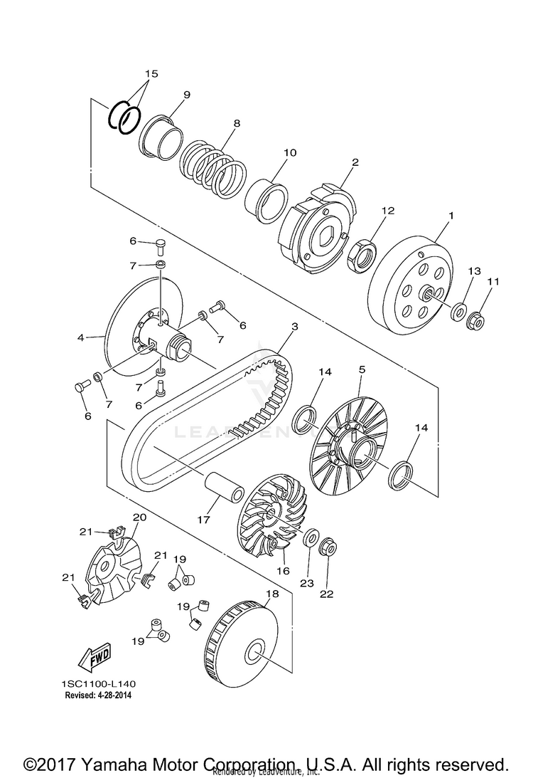 Clutch GRIZZLY 300 - YFM30GBGR - 2012 Schematic