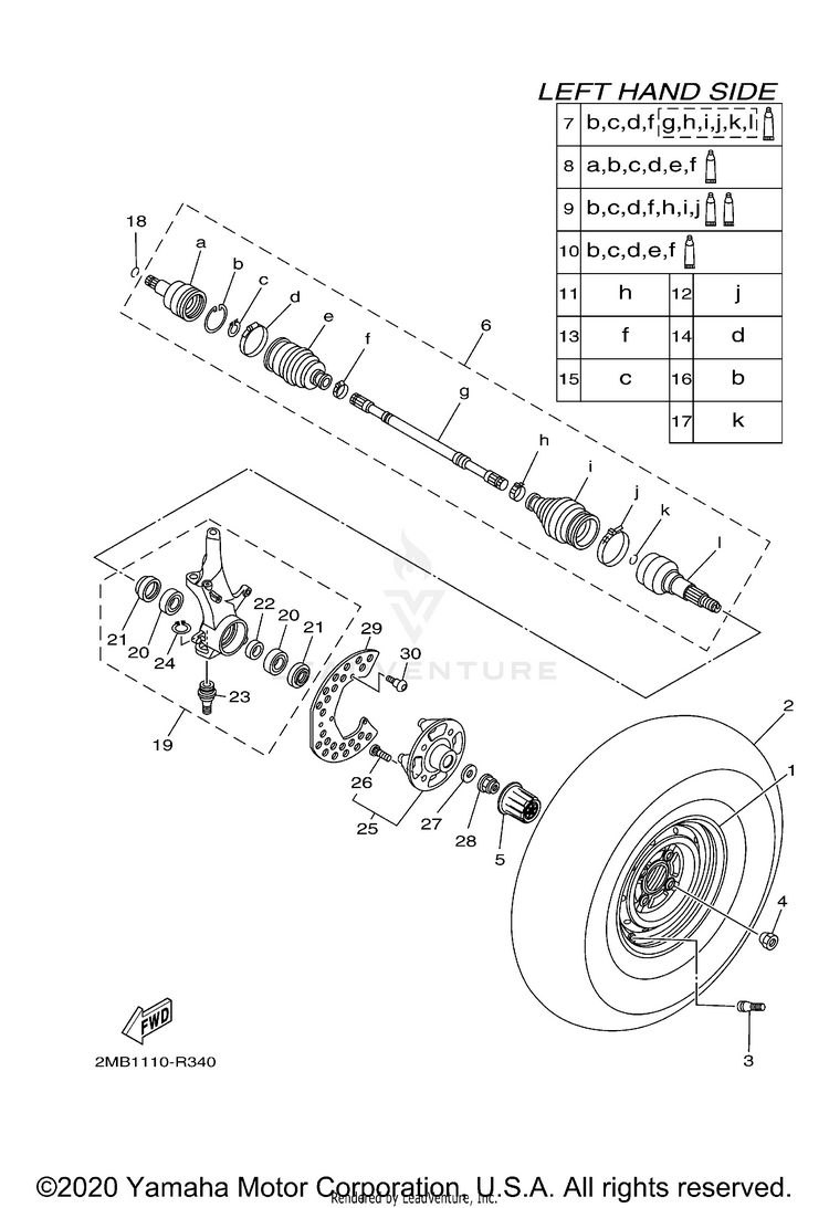 Front Wheel VIKING - YXM70VDXLR - 2020 Schematic