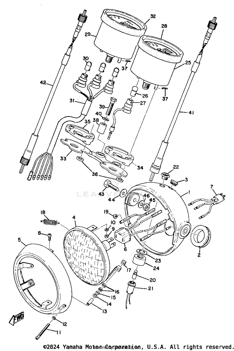 Head Lamp, Speedometer & Tachometer (Ct1c) Schematic
