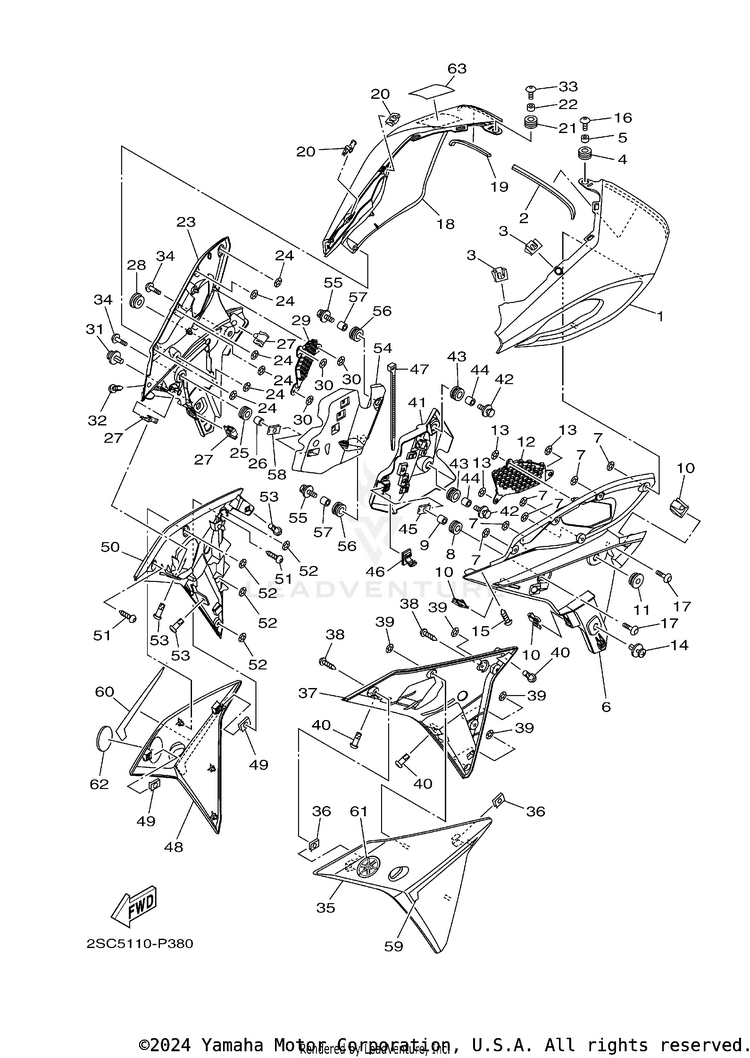 Cowling FJ09 CA - FJ09FCGY - 2015 Schematic