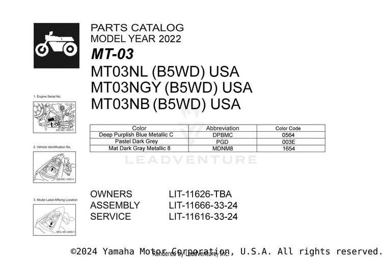 1 Title Page MT-03 - MT03NB - 2022 Schematic
