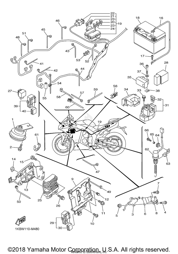 Electrical 2 YZFR1 - YZFR1DCG - 2013 Schematic