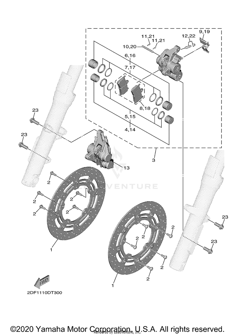 Front Brake Caliper STAR VENTURE - XV19FML - 2021 Schematic